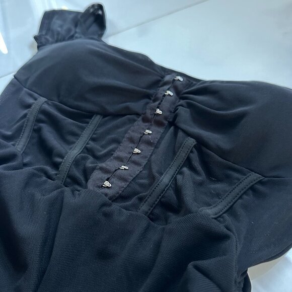 SHEIN | Black Corset Ruched Mini Dress | Small | Adjustable Tie Sides - Picture 4 of 16